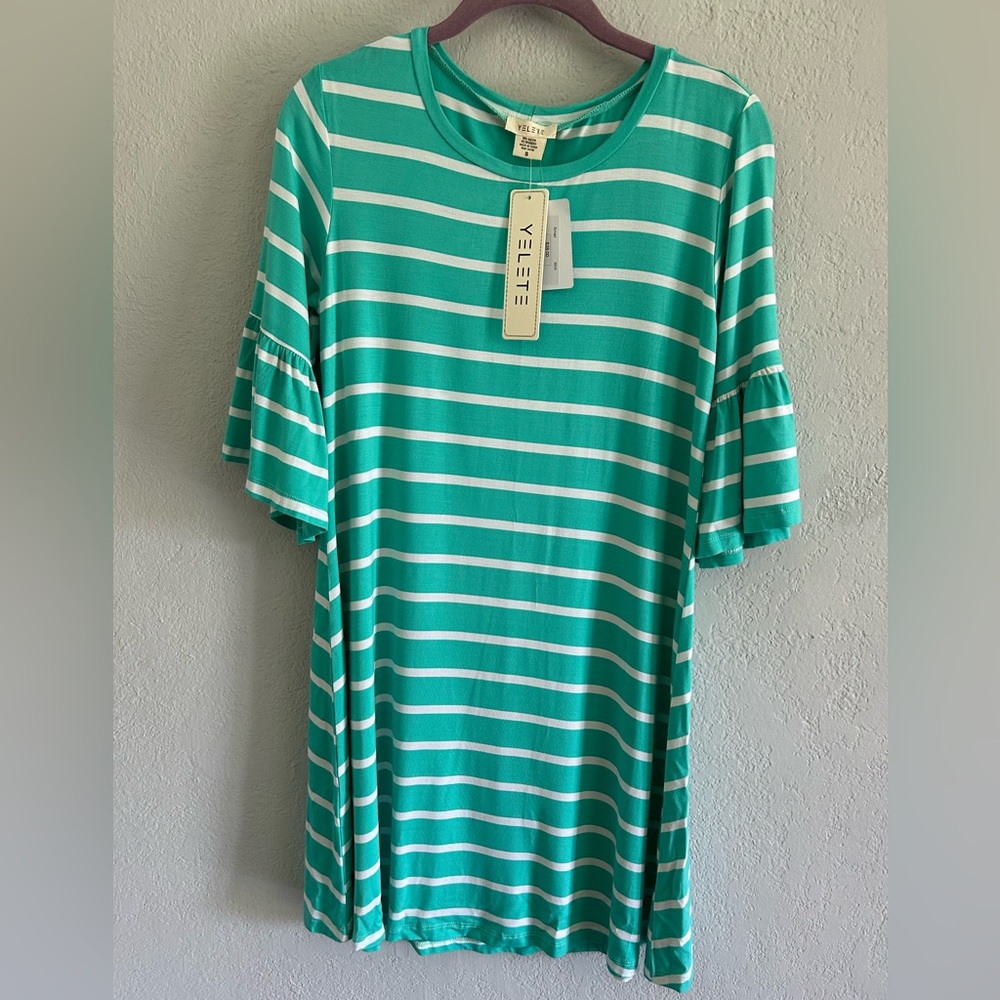 Bell sleeve knee length dress